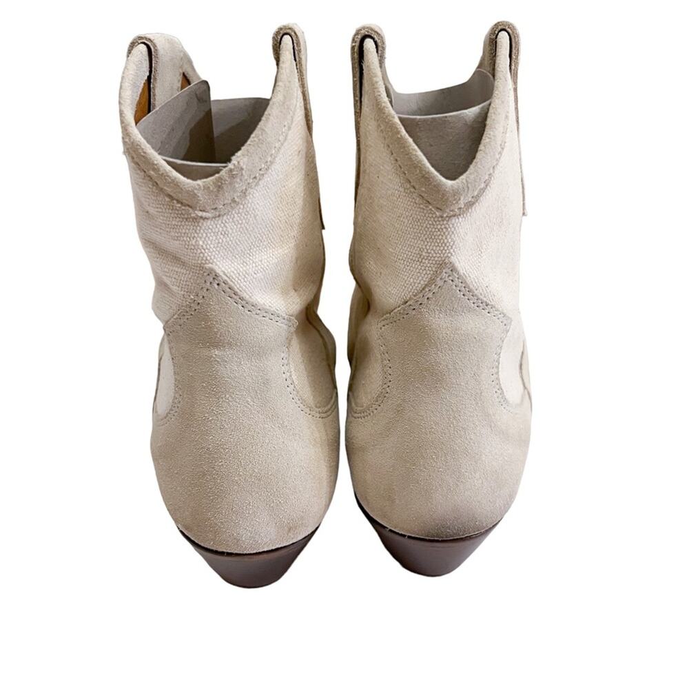 Isabel Marant Demar Mix Canvas Ecru Short Western Point Toe Boots Size 38 - Picture 7 of 16